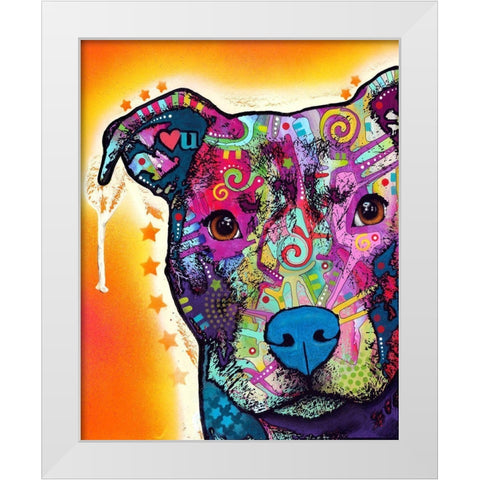 Heart U Pit Bull White Modern Wood Framed Art Print by Dean Russo Collection