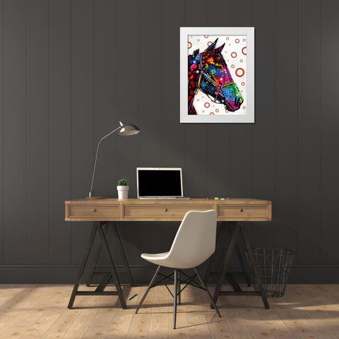 Horse White Modern Wood Framed Art Print by Dean Russo Collection
