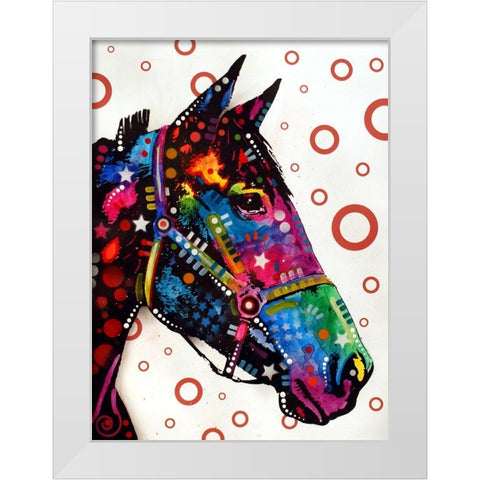 Horse White Modern Wood Framed Art Print by Dean Russo Collection
