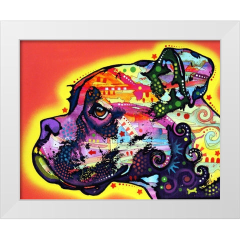 Profile Boxer White Modern Wood Framed Art Print by Dean Russo Collection