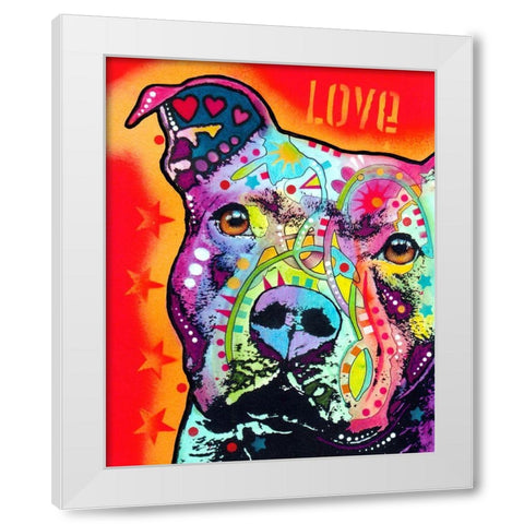 Thoughtful Pitbull White Modern Wood Framed Art Print by Dean Russo Collection