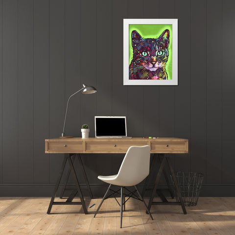 Watchful Cat White Modern Wood Framed Art Print by Dean Russo Collection