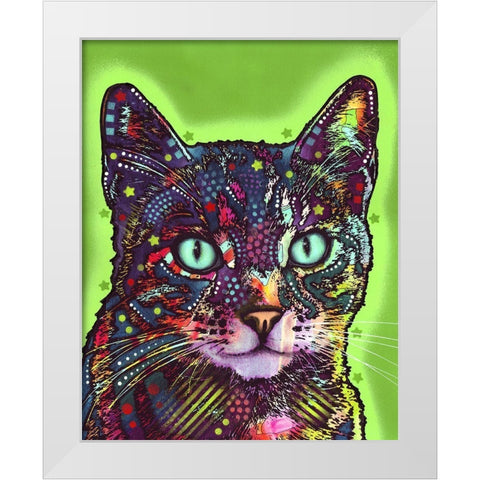 Watchful Cat White Modern Wood Framed Art Print by Dean Russo Collection