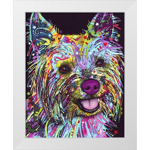 Yorkie White Modern Wood Framed Art Print by Dean Russo Collection