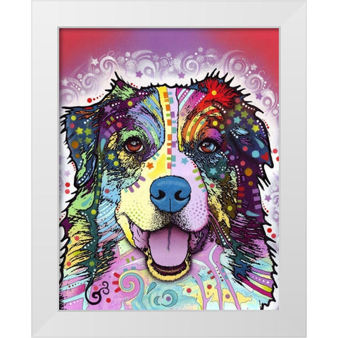 Australian Shepherd White Modern Wood Framed Art Print by Dean Russo Collection