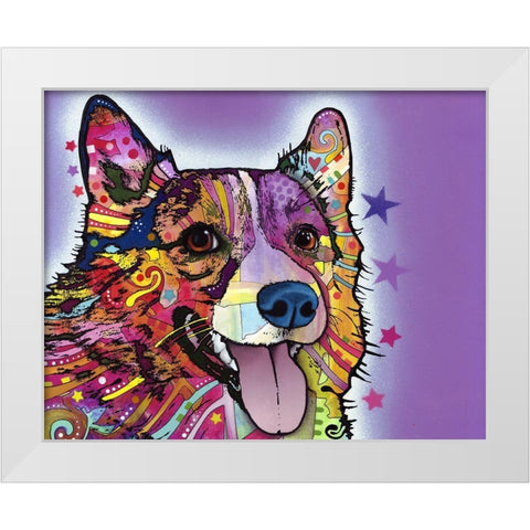 Corgi White Modern Wood Framed Art Print by Dean Russo Collection
