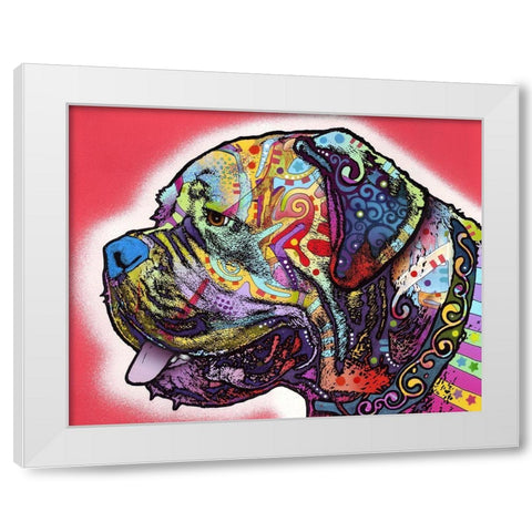 Profile Mastiff White Modern Wood Framed Art Print by Dean Russo Collection