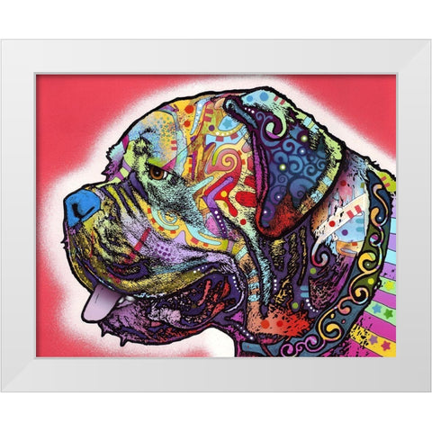 Profile Mastiff White Modern Wood Framed Art Print by Dean Russo Collection