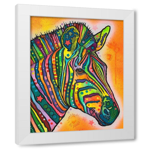 Zebra White Modern Wood Framed Art Print by Dean Russo Collection