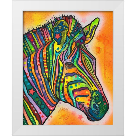 Zebra White Modern Wood Framed Art Print by Dean Russo Collection