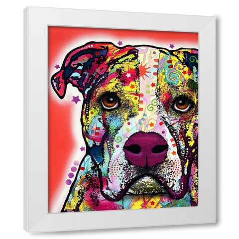 American Bulldog White Modern Wood Framed Art Print by Dean Russo Collection