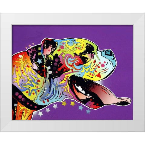 Happy Boxer White Modern Wood Framed Art Print by Dean Russo Collection