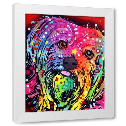 Yorkie White Modern Wood Framed Art Print by Dean Russo Collection