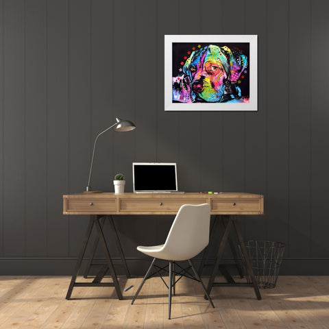 Young Mastiff White Modern Wood Framed Art Print by Dean Russo Collection