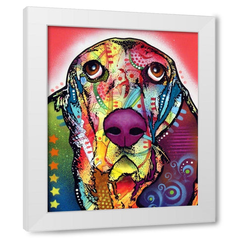 Basset White Modern Wood Framed Art Print by Dean Russo Collection