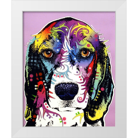 4 Beagle White Modern Wood Framed Art Print by Dean Russo Collection