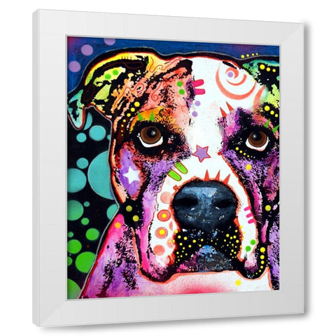 American Bulldog White Modern Wood Framed Art Print by Dean Russo Collection