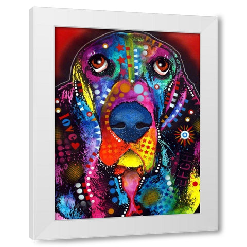 Basset White Modern Wood Framed Art Print by Dean Russo Collection