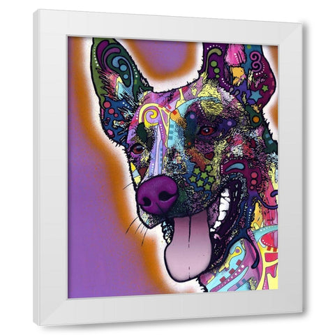 Malinois White Modern Wood Framed Art Print by Dean Russo Collection