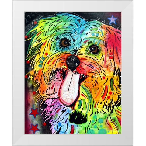 Shih Tzu White Modern Wood Framed Art Print by Dean Russo Collection