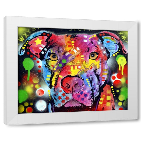 The Brooklyn Pit Bull White Modern Wood Framed Art Print by Dean Russo Collection