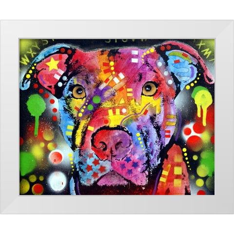 The Brooklyn Pit Bull White Modern Wood Framed Art Print by Dean Russo Collection