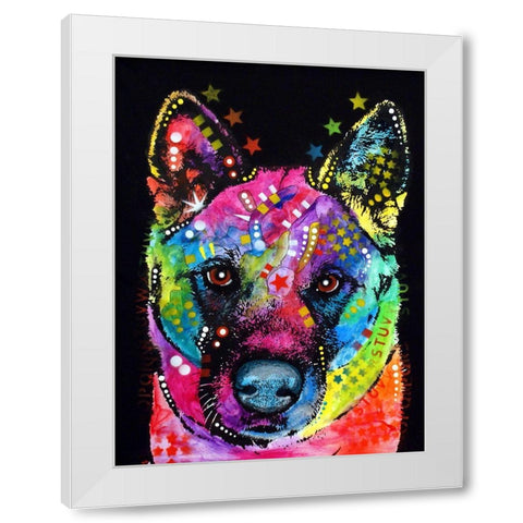 Akita White Modern Wood Framed Art Print by Dean Russo Collection