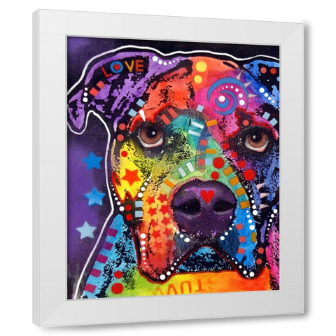 American Bulldog 121609 White Modern Wood Framed Art Print by Dean Russo Collection