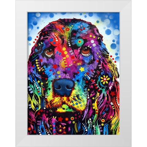 Cocker Spaniel White Modern Wood Framed Art Print by Dean Russo Collection