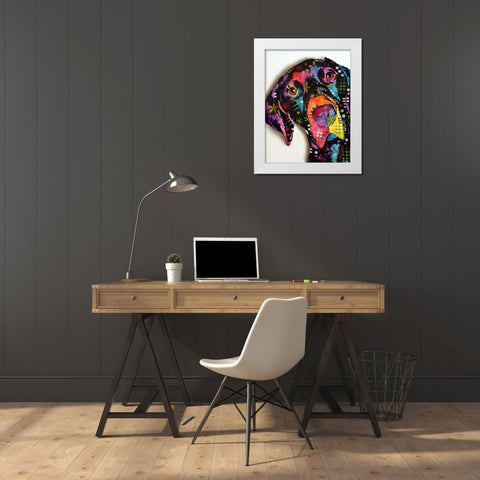 Pointer White Modern Wood Framed Art Print by Dean Russo Collection