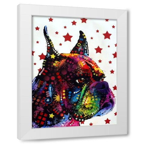 Profile Boxer 2 White Modern Wood Framed Art Print by Dean Russo Collection