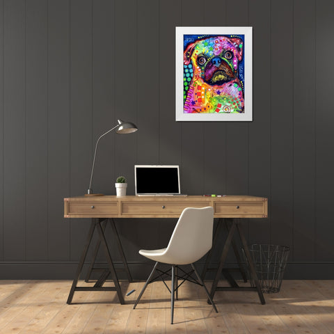 Pug 92309 White Modern Wood Framed Art Print by Dean Russo Collection