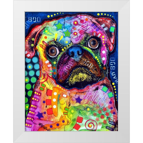 Pug 92309 White Modern Wood Framed Art Print by Dean Russo Collection