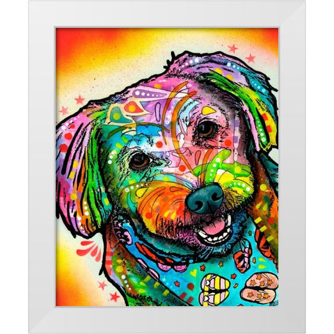 Daisy White Modern Wood Framed Art Print by Dean Russo Collection