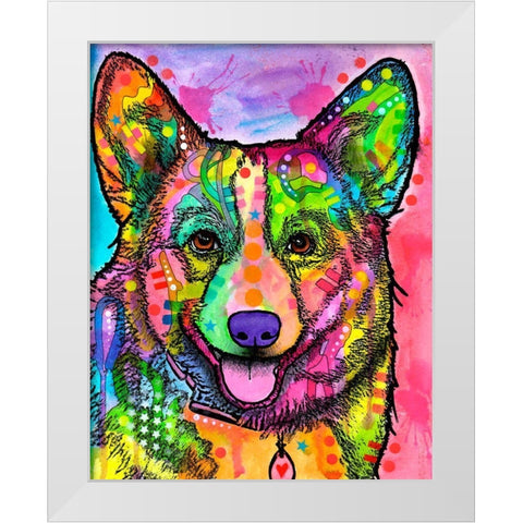 Corgi II White Modern Wood Framed Art Print by Dean Russo Collection