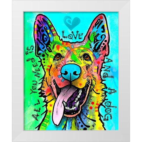 Love And A Dog White Modern Wood Framed Art Print by Dean Russo Collection