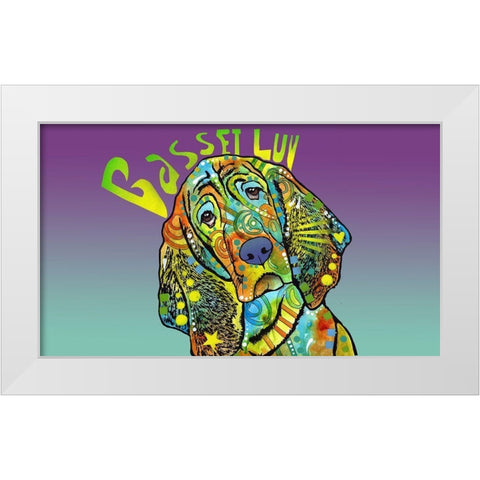Basset Luv White Modern Wood Framed Art Print by Dean Russo Collection