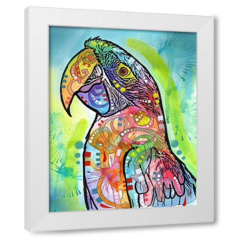 Macaw White Modern Wood Framed Art Print by Dean Russo Collection