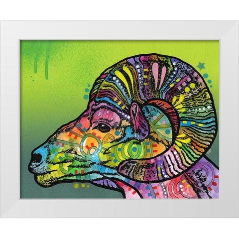 Ram White Modern Wood Framed Art Print by Dean Russo Collection