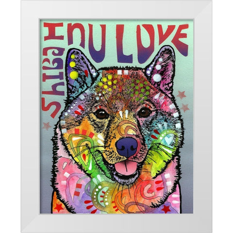 Shiba Inu Luv White Modern Wood Framed Art Print by Dean Russo Collection