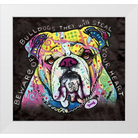 Bulldog Heart White Modern Wood Framed Art Print by Dean Russo Collection