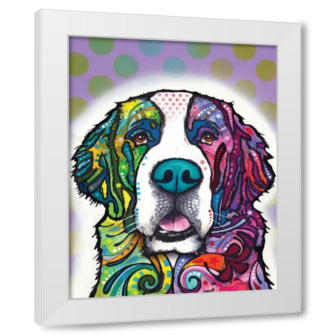 Saint Bernard White Modern Wood Framed Art Print by Dean Russo Collection