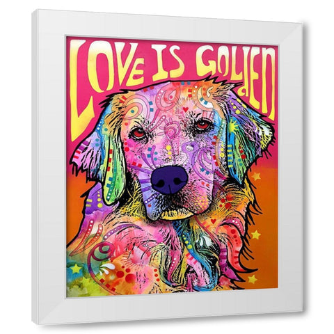 Love is Golden White Modern Wood Framed Art Print by Dean Russo Collection