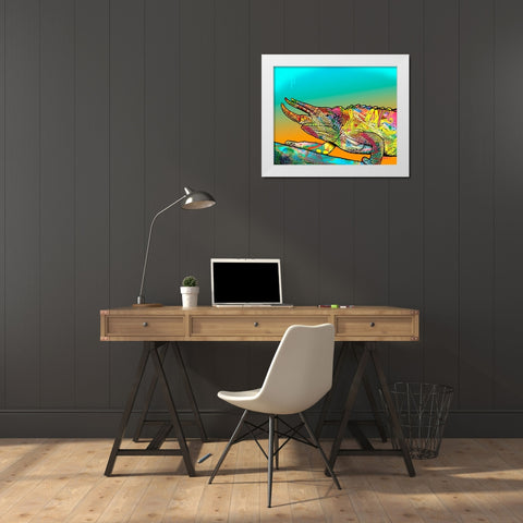 Chameleon White Modern Wood Framed Art Print by Dean Russo Collection
