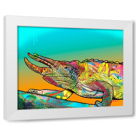 Chameleon White Modern Wood Framed Art Print by Dean Russo Collection