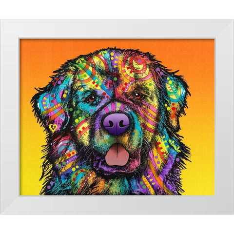 Newfie White Modern Wood Framed Art Print by Dean Russo Collection