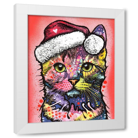 Christmas Cat White Modern Wood Framed Art Print by Dean Russo Collection
