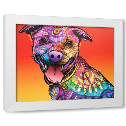 All Smiles White Modern Wood Framed Art Print by Dean Russo Collection