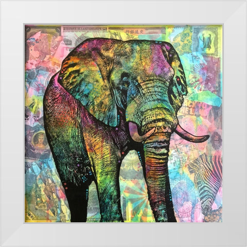 Elephant Torn White Modern Wood Framed Art Print by Dean Russo Collection