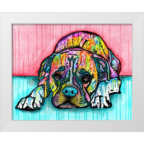 Lying Boxer White Modern Wood Framed Art Print by Dean Russo Collection